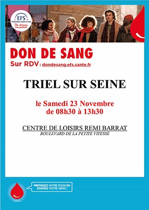 Collecte de sang à Triel-sur-Seine le 23/11/2024